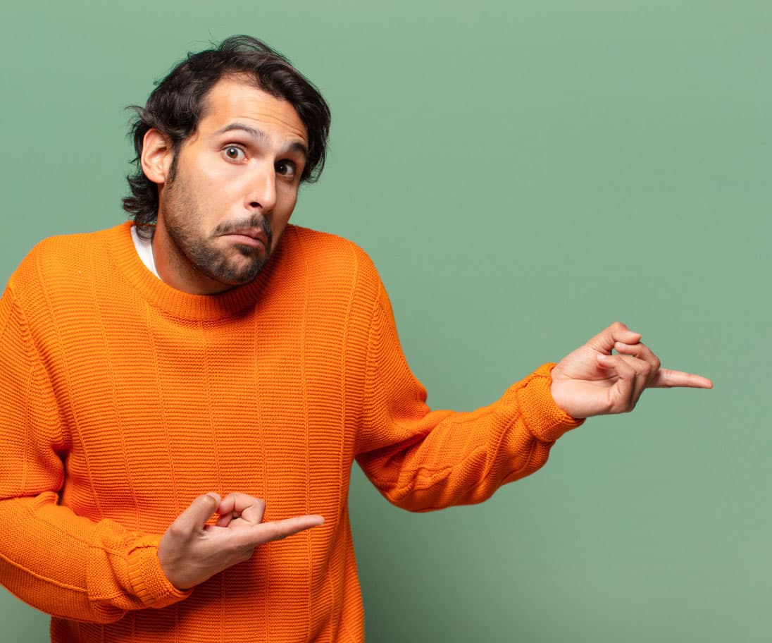 Person with questioning expression, representing FAQ support