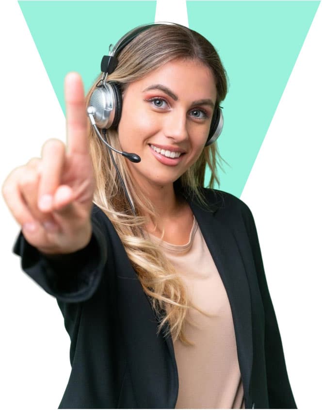 Support specialist wearing headset, ready to help